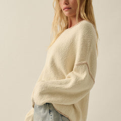 Women’s relaxed fit knit sweater with contrast seams