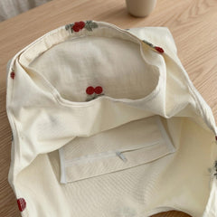 Soft Side Embroidered Tote | Cherry