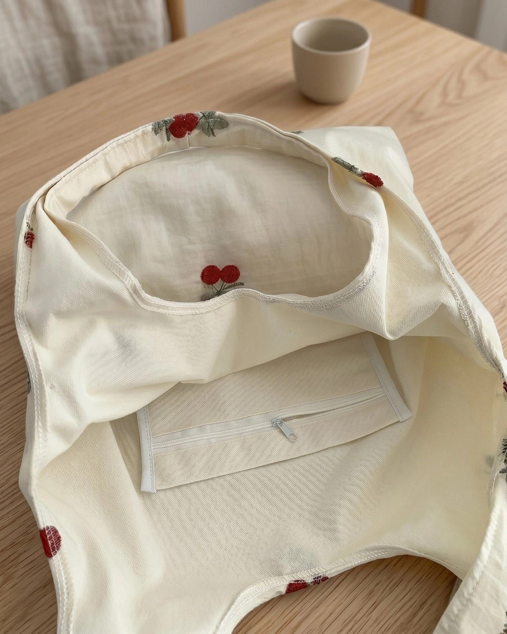 Soft Side Embroidered Tote | Cherry
