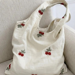 Soft Side Embroidered Tote | Cherry