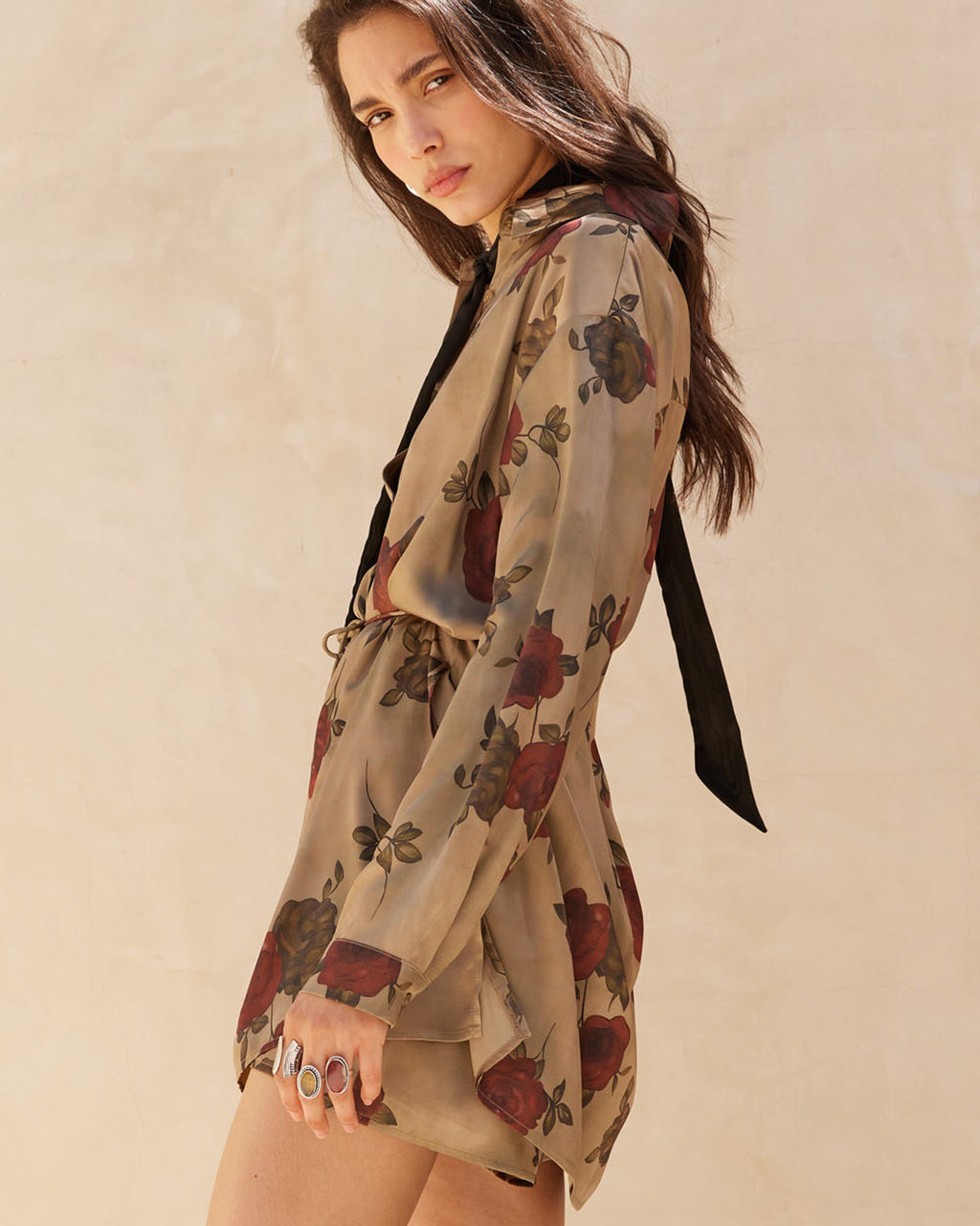 Autumn Rose Satin Romper