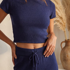 Wellness Knit Tee | Navy