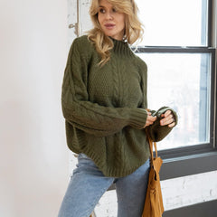 Cabled Comfort High Neck Sweater