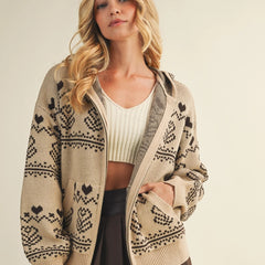 Chalet Knit Zip Hoodie | Tan