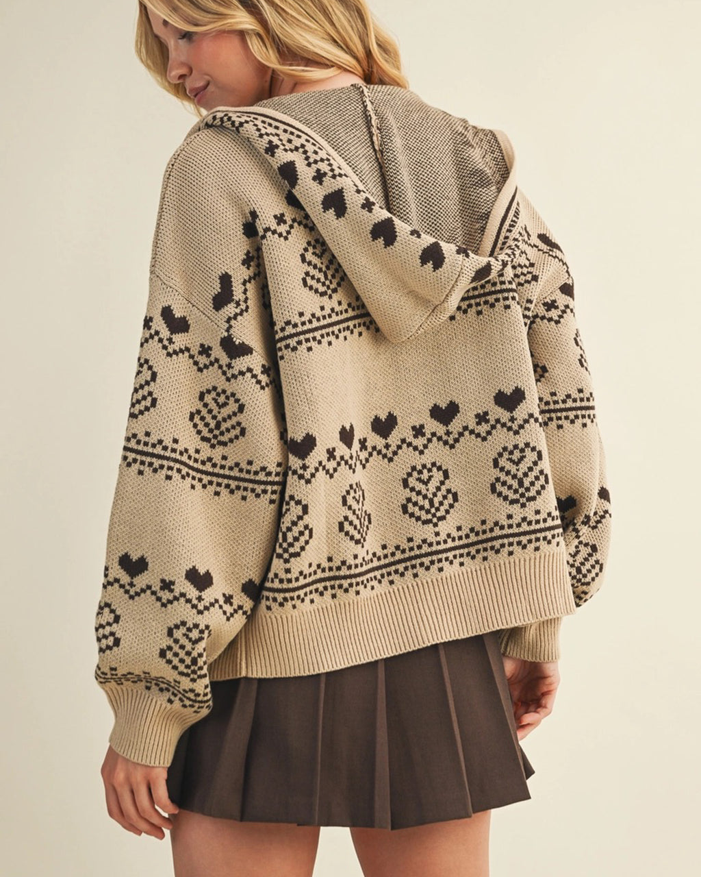 Chalet Knit Zip Hoodie | Tan