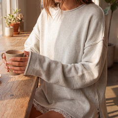 Stay Awhile Oversized Sweater | Light Grey