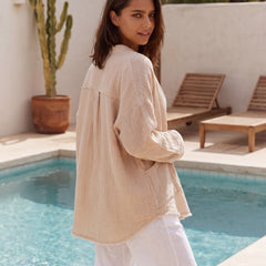 Barefoot Mornings Button Down | Sand