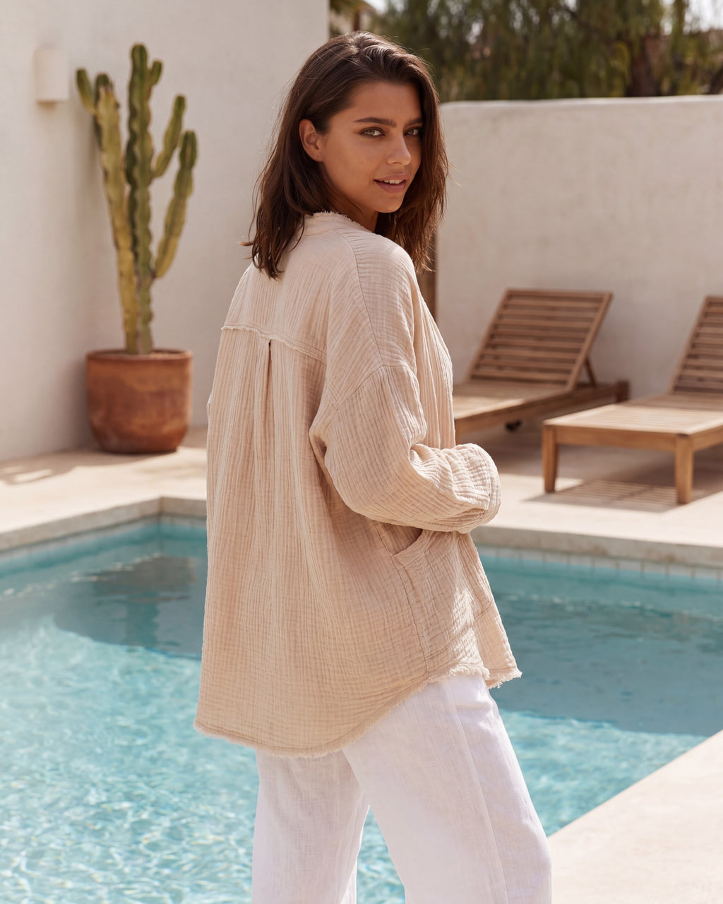 Barefoot Mornings Button Down | Sand
