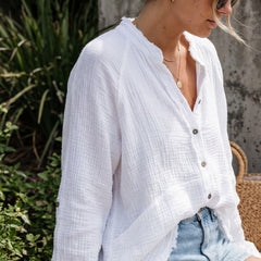 Barefoot Mornings Button Down | White