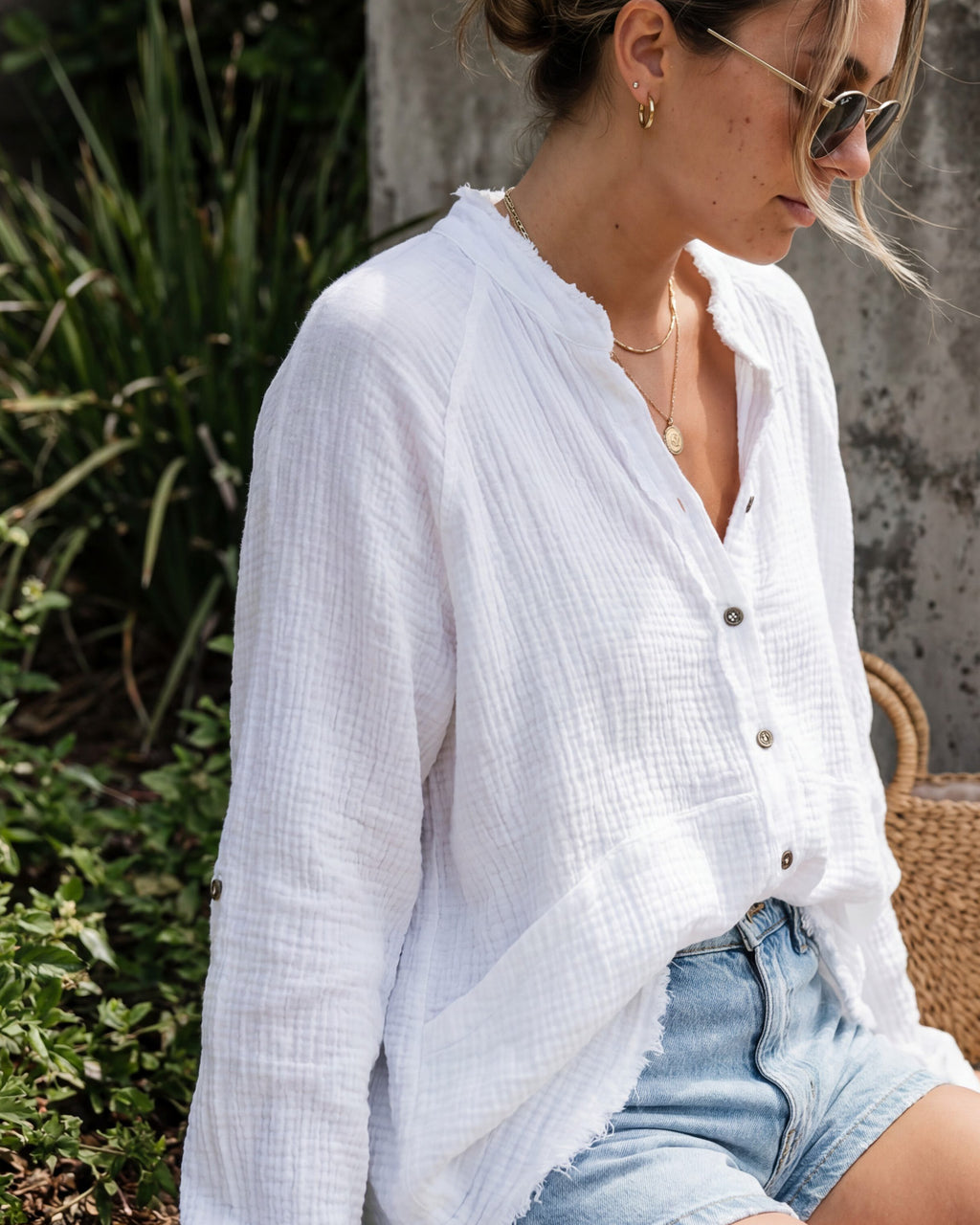 Barefoot Mornings Button Down | White