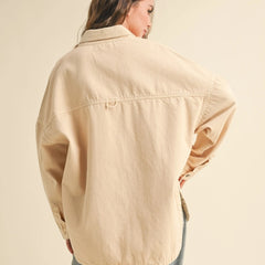 cream denim jacket, oversized denim jacket women, lightweight fall jacket, oversized fit