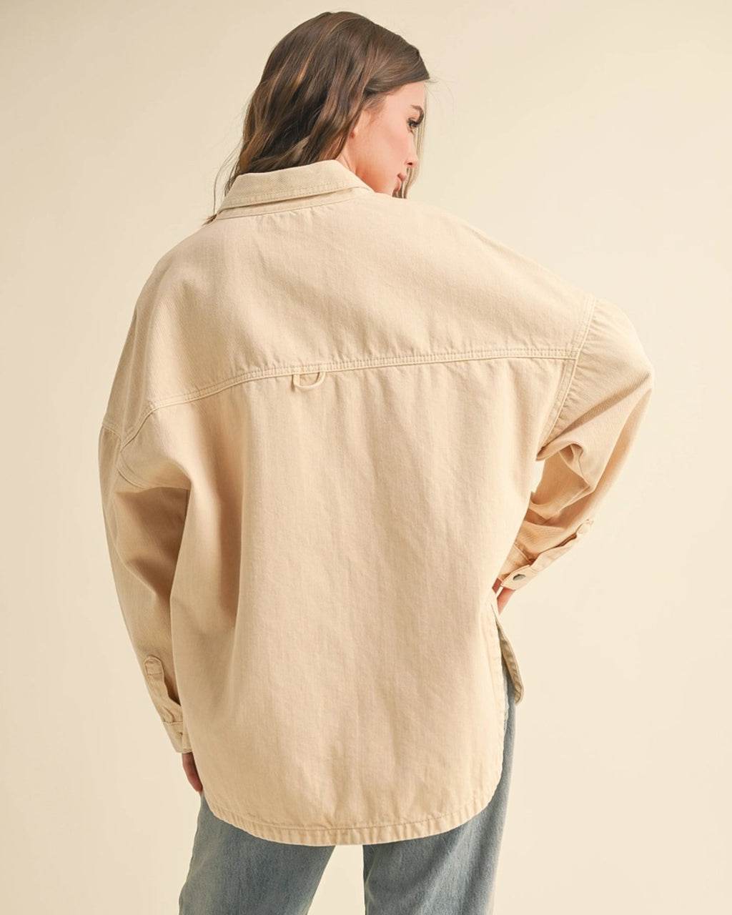 cream denim jacket, oversized denim jacket women, lightweight fall jacket, oversized fit