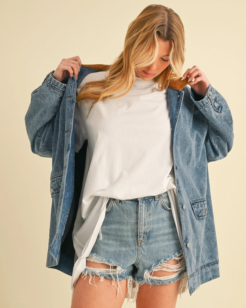 Contrast Collar Denim Jacket