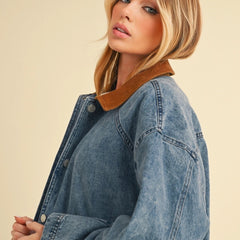 Contrast Collar Denim Jacket