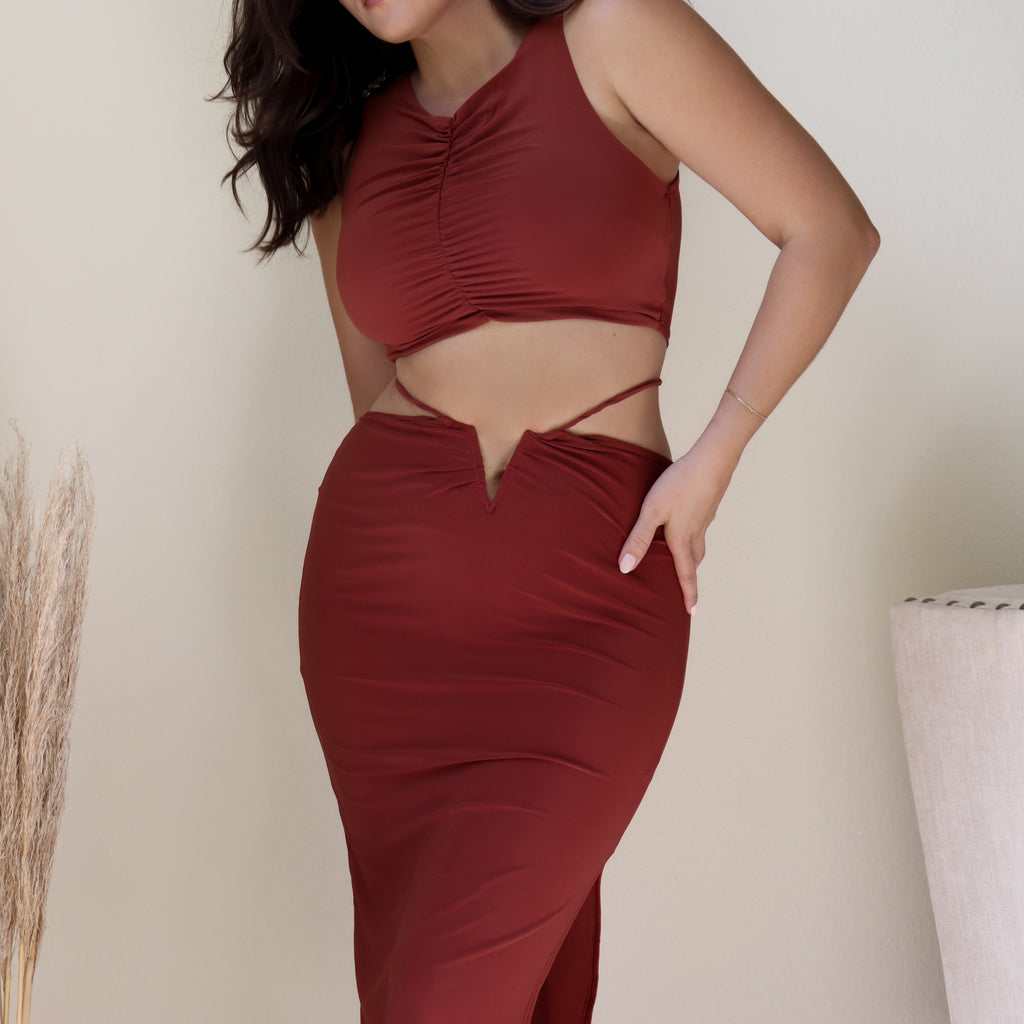 Summer Soiree Ruched Midi Skirt