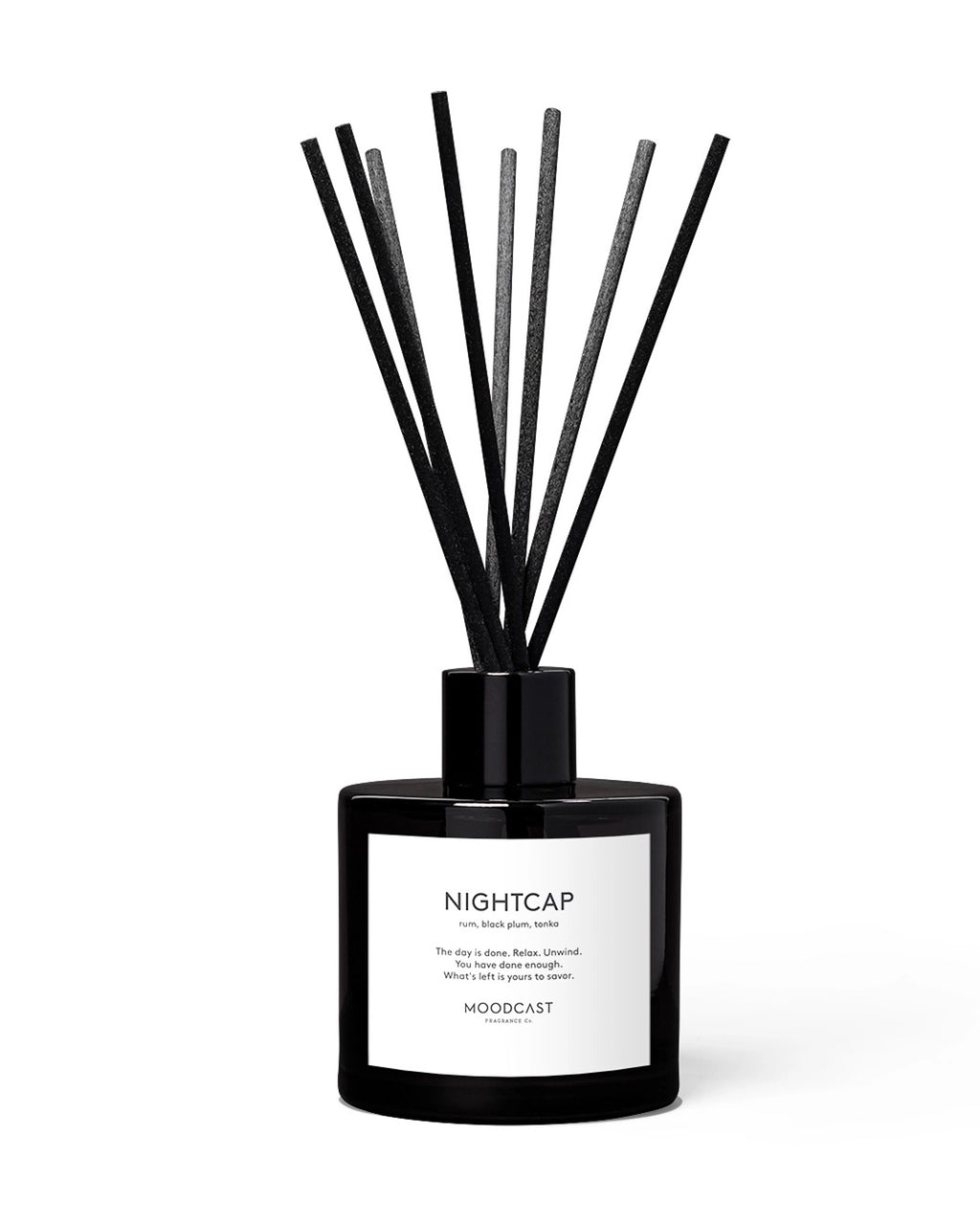 Luxury Nightcap reed diffuser with dark rum, black plum, and tonka fragrance