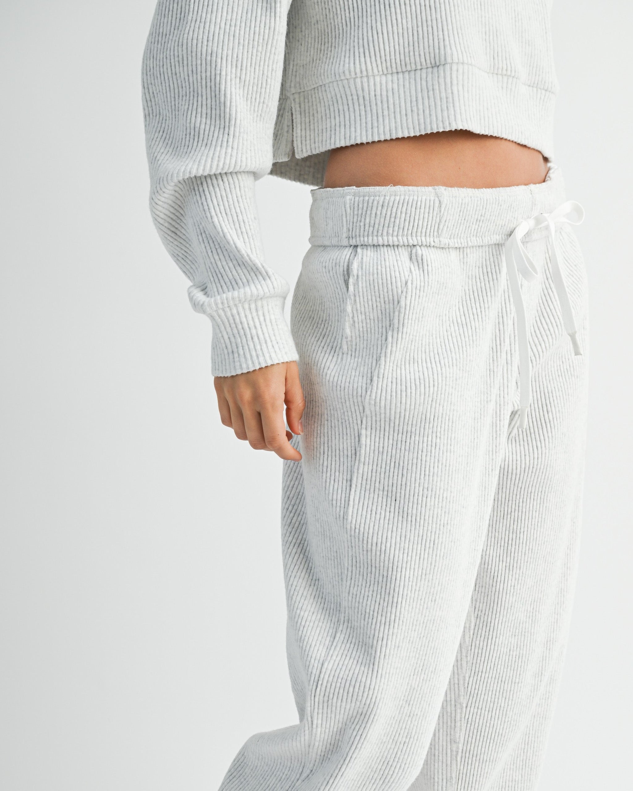 soft ribbed jogger pants for women in neutral knit
