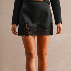 Last Word Lace Trim Mini Skirt