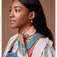 coastal hair scarf, summer bandana women, tropical print scarf