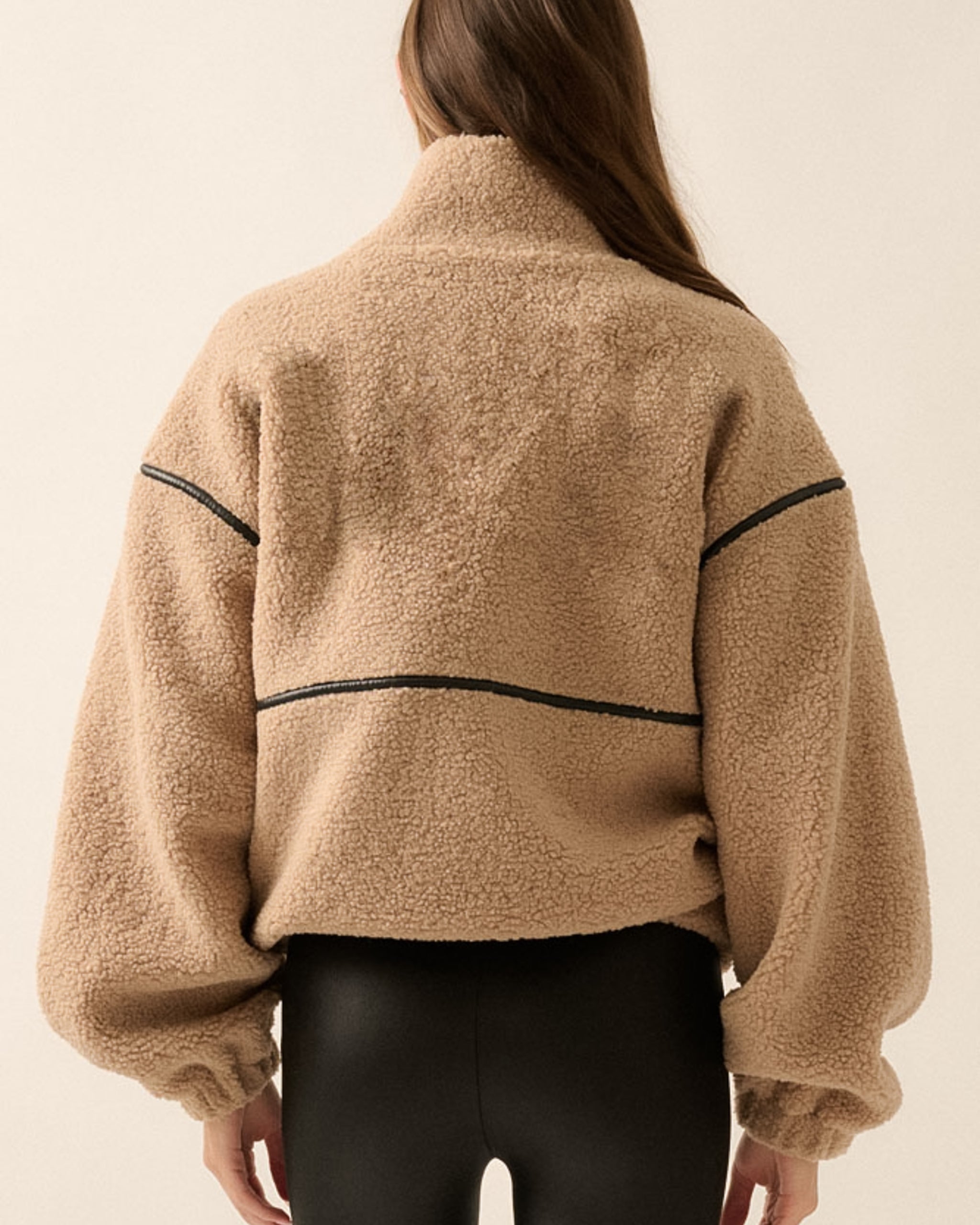 Women's Patchwork Sherpa Style Zip Up Jacket