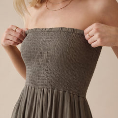 Soleil Strapless Jumpsuit | Vintage Olive