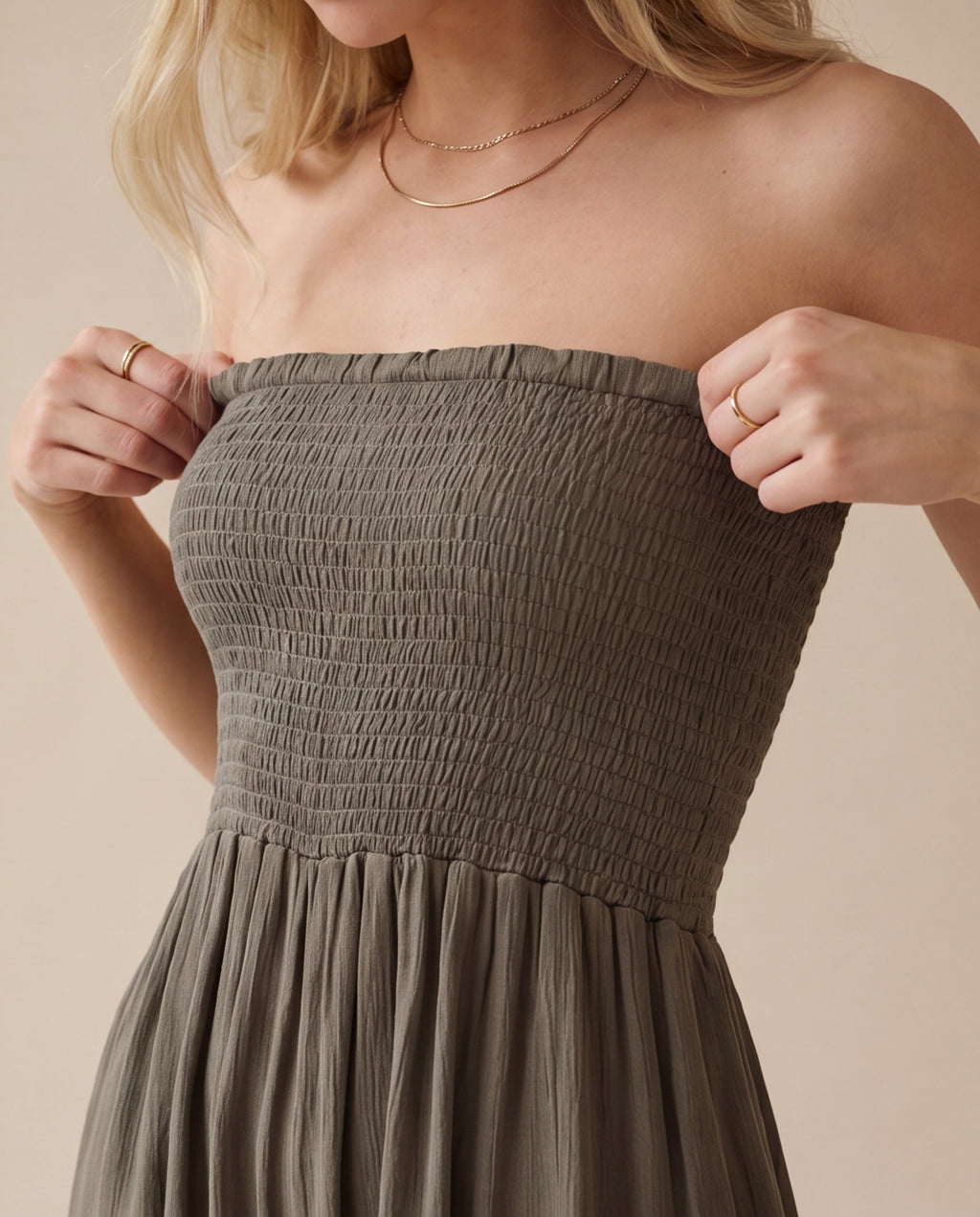 Soleil Strapless Jumpsuit | Vintage Olive