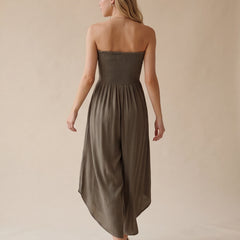 Soleil Strapless Jumpsuit | Vintage Olive