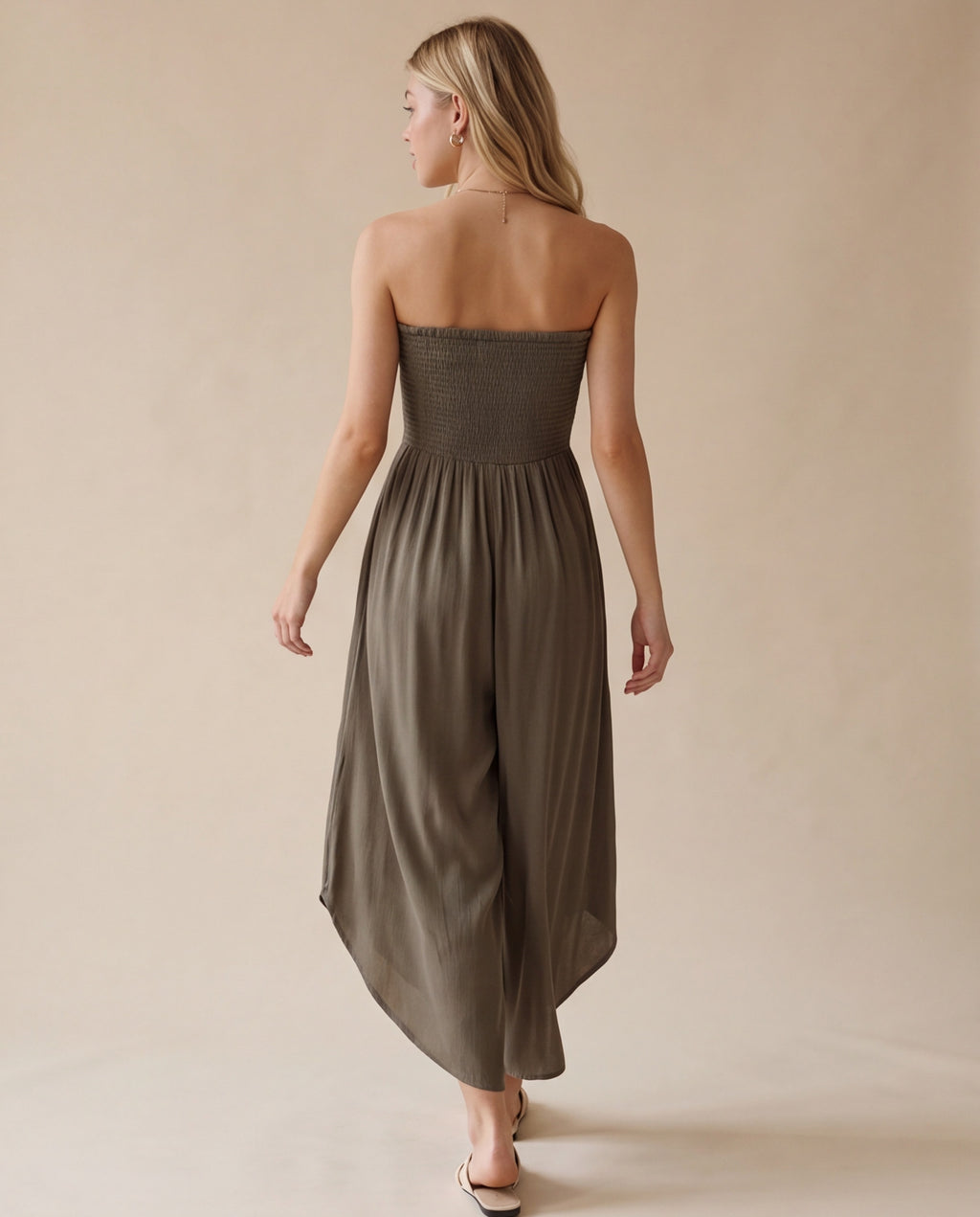 Soleil Strapless Jumpsuit | Vintage Olive