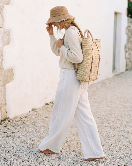 Straw Basket Backpack