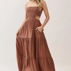 tiered summer maxi dress, strapless