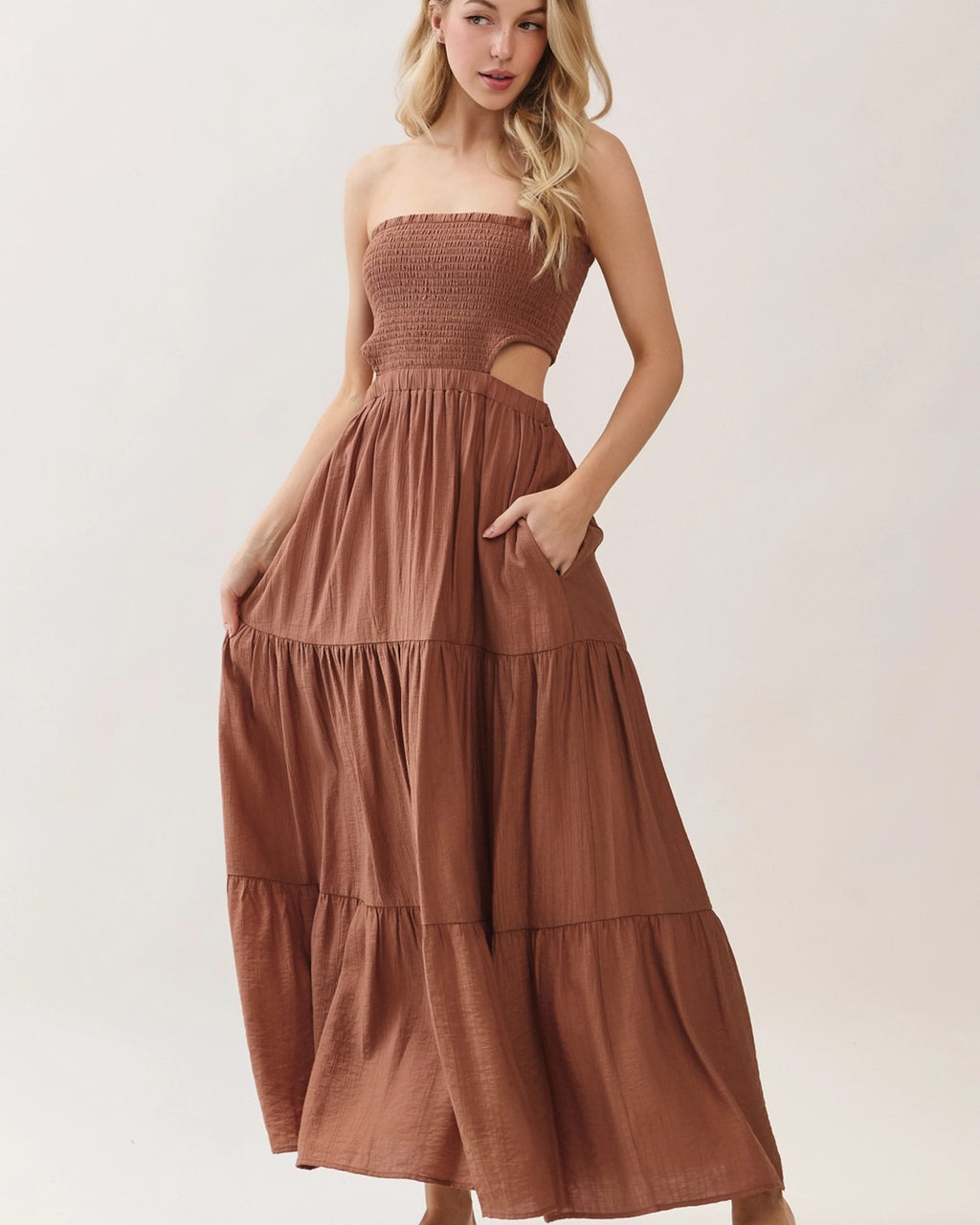 tiered summer maxi dress, strapless