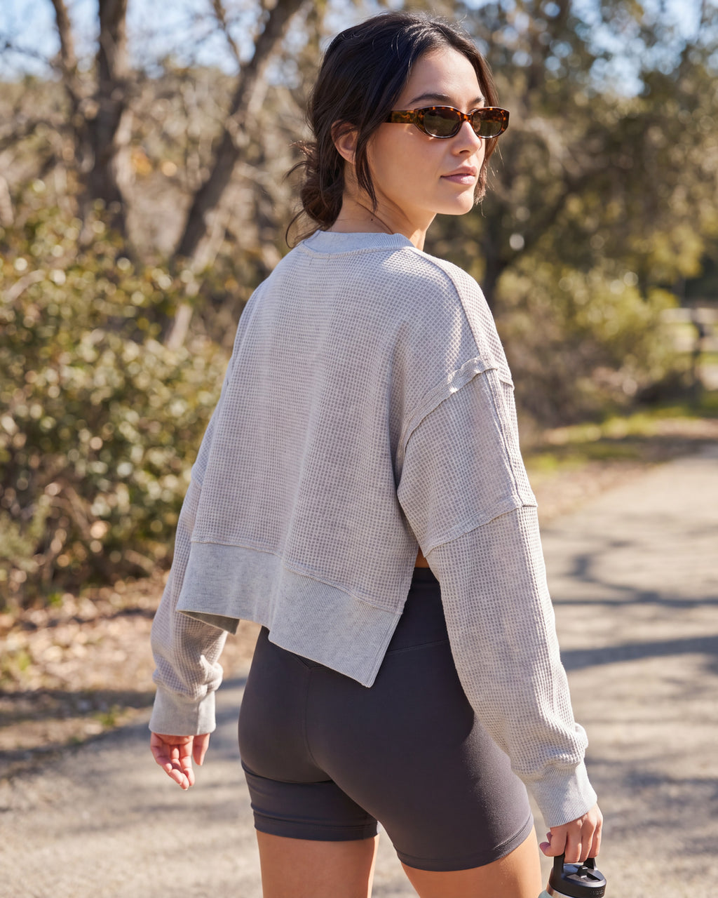 Lounge Luxe Cropped Crew | Gray