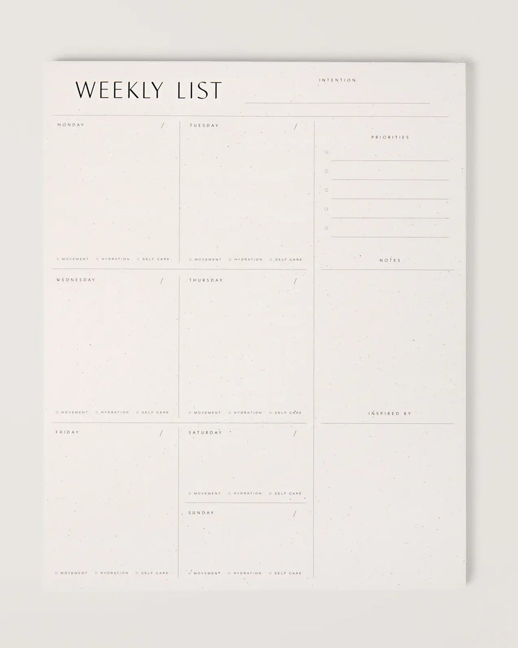 Weekly Desk Planner