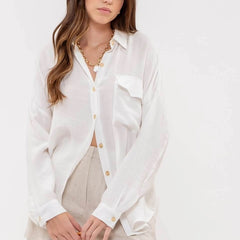 Breezy White Button Down