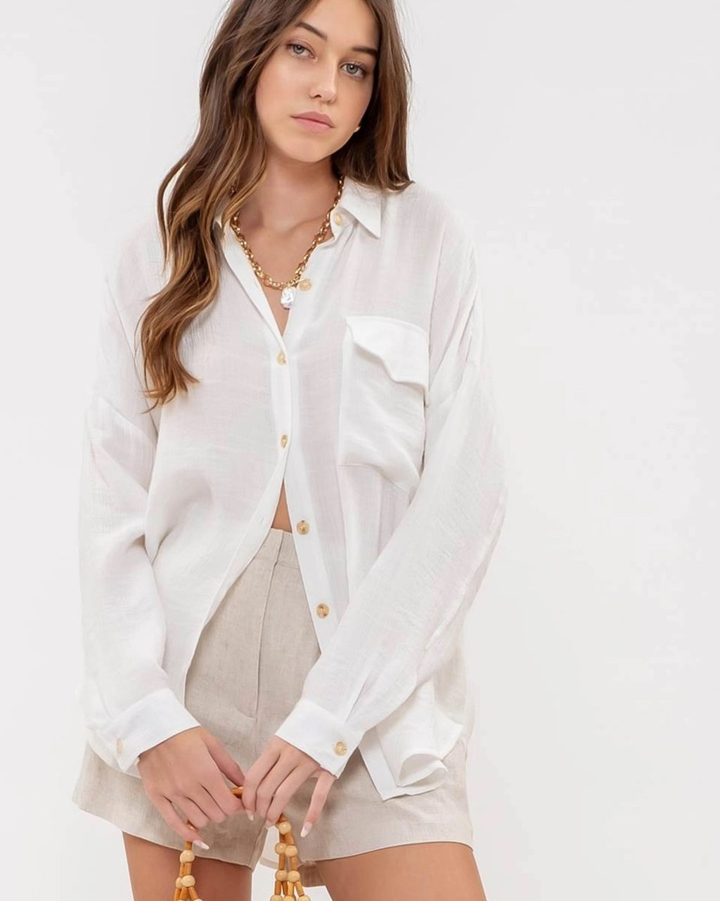 Breezy White Button Down