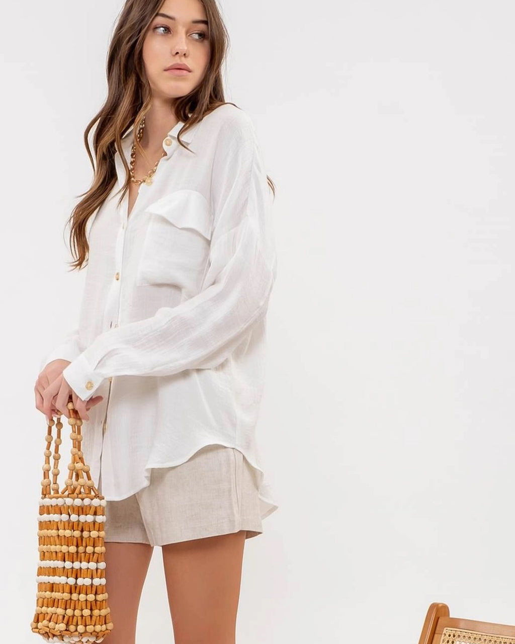 Breezy White Button Down