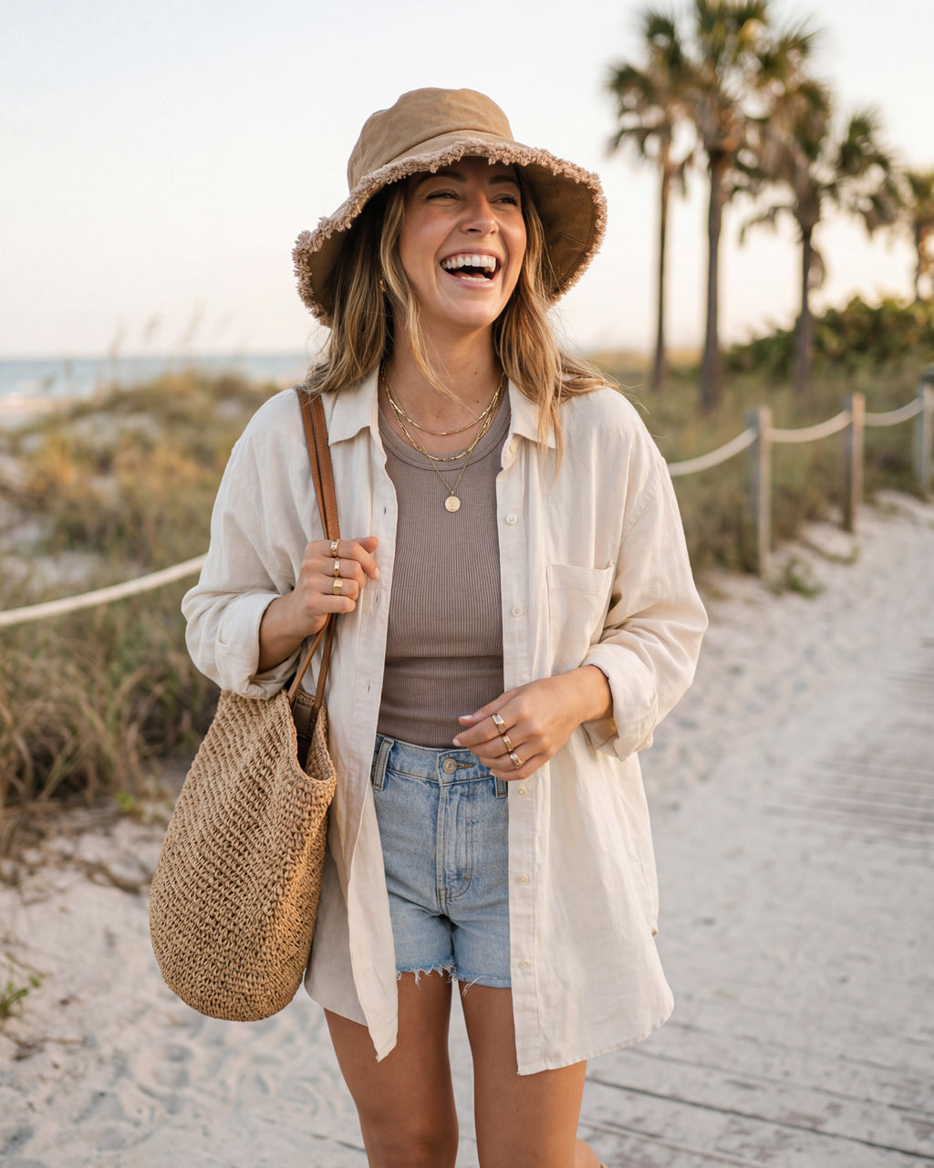Beach Walk Bucket Hat | Caramel
