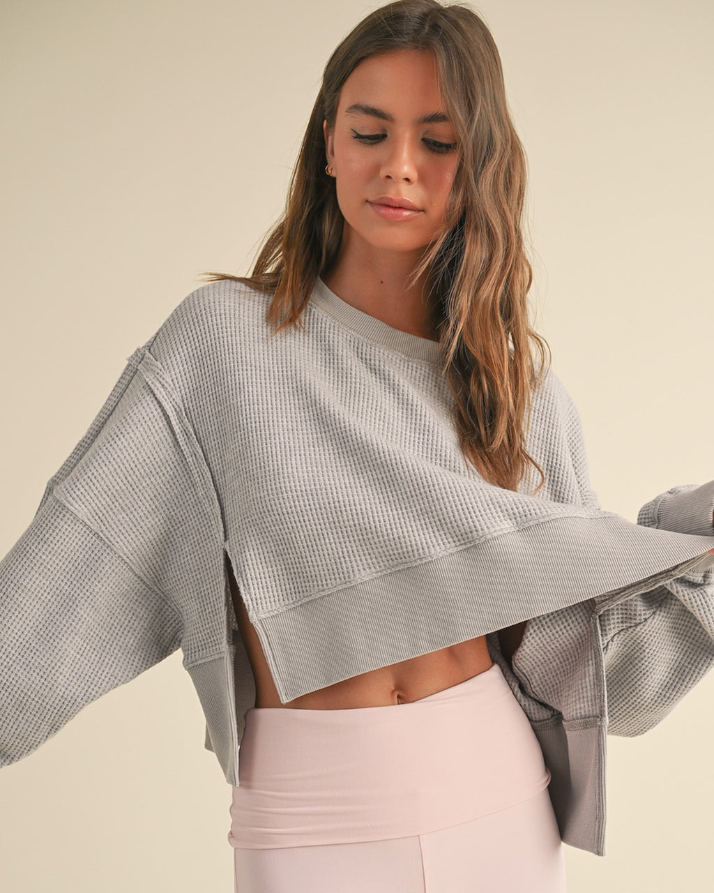Lounge Luxe Cropped Crew | Gray