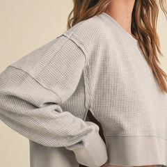 gray waffle knit pullover