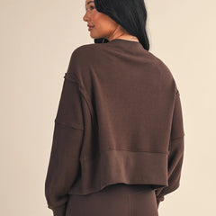 Lounge Luxe Cropped Crew | Chocolate