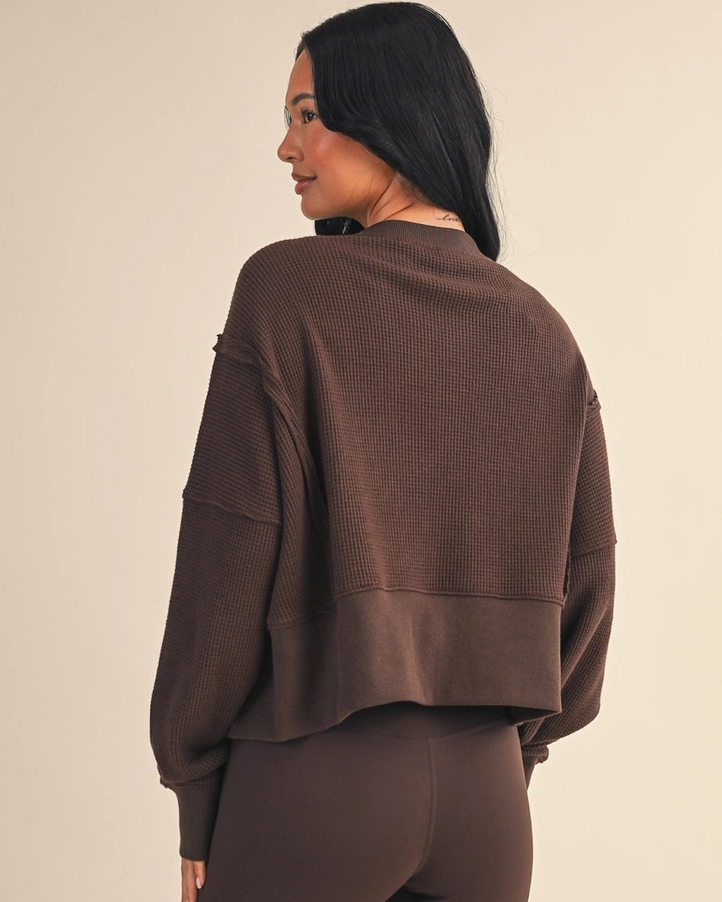 Lounge Luxe Cropped Crew | Chocolate