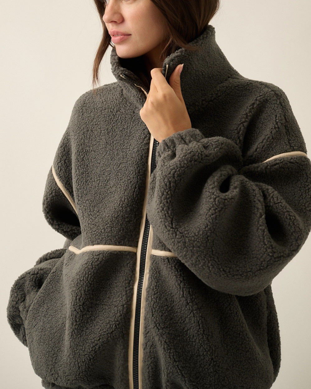 Summit Sherpa Full Zip Jacket | Charcoal