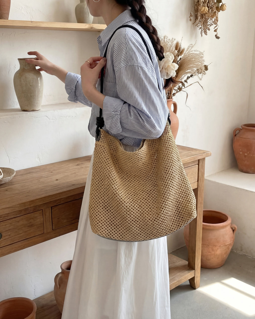 Beach Town Straw Tote