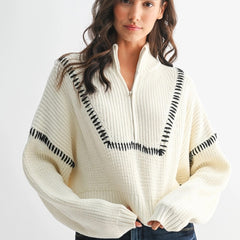 Snowbound Stitch Half Zip Sweater