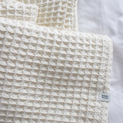 Happy Place Waffle Throw | Cream