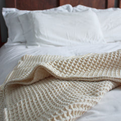 Happy Place Waffle Throw | Cream