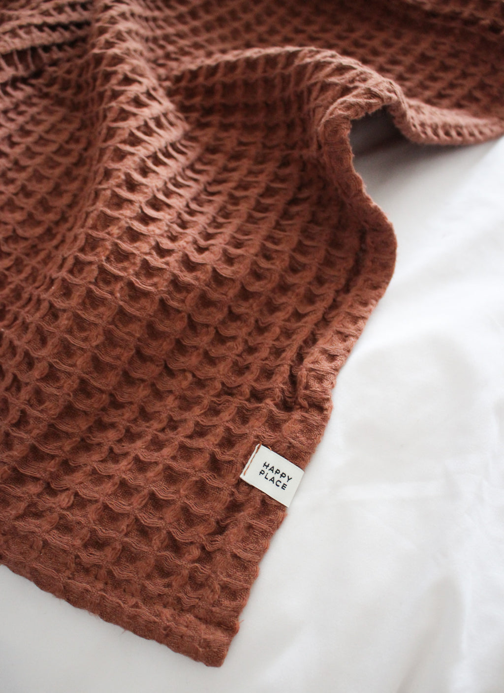 Happy Place Waffle Throw | Clay