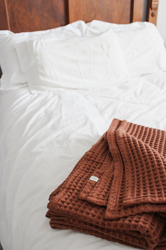 Happy Place Waffle Throw | Clay