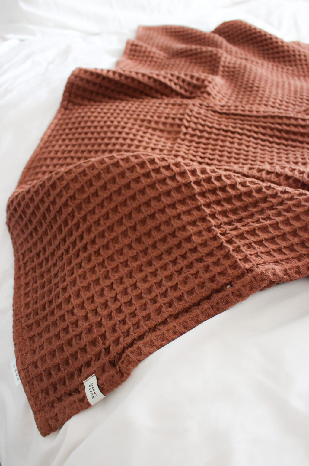 Happy Place Waffle Throw | Clay